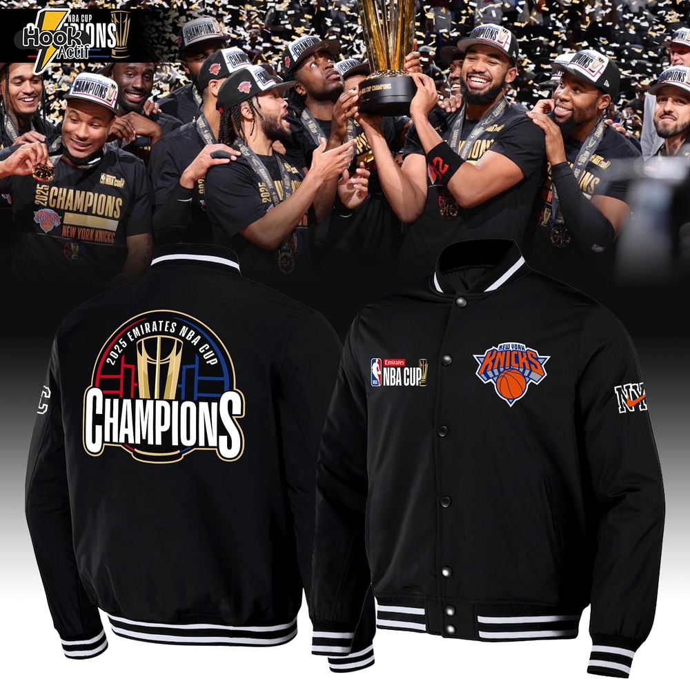 New York Knicks 2025 NBA Cup Champions Bomber Jacket New York Knicks 2025 NBA Cup Champions Bomber Jacket