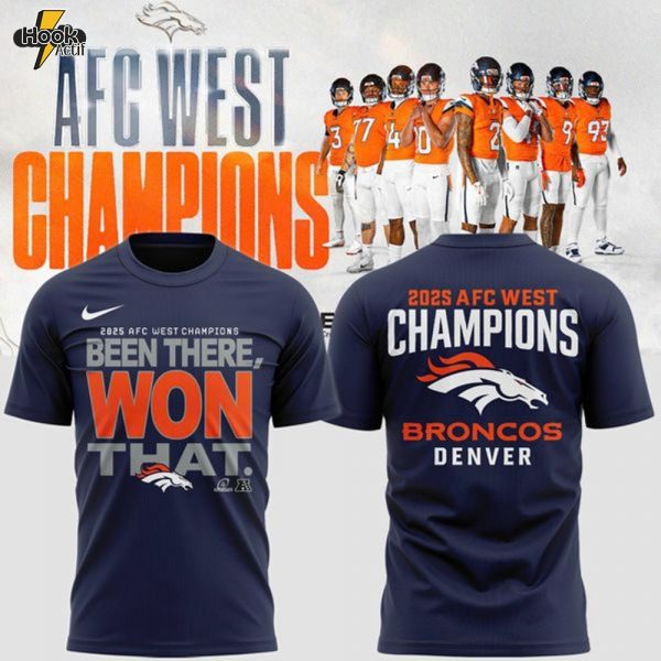 Official Denver Broncos 2025 AFC West Division Champions "Been There Won That" T-Shirt - Navy (Updated Version)