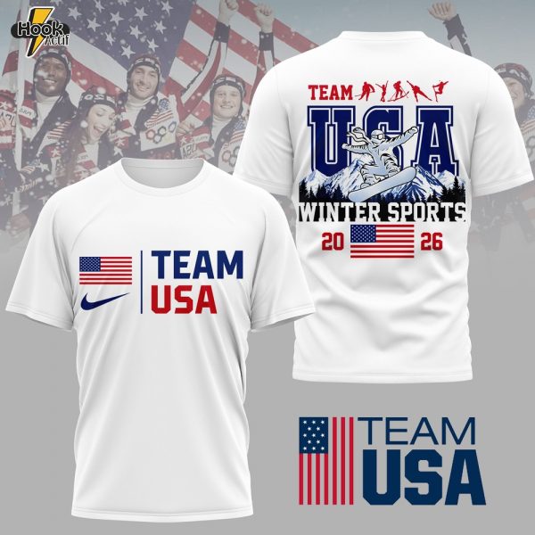 Premium Team USA Winter Sports 3D T-shirt TD - White
