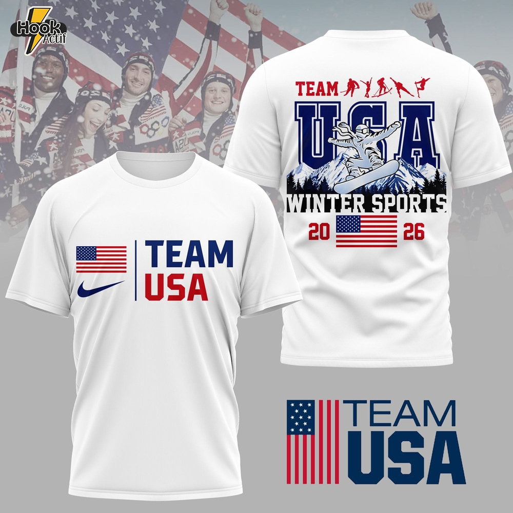 Premium Team USA Winter Sports 3D T-shirt TD - White Premium Team USA Winter Sports 3D T-shirt TD - White