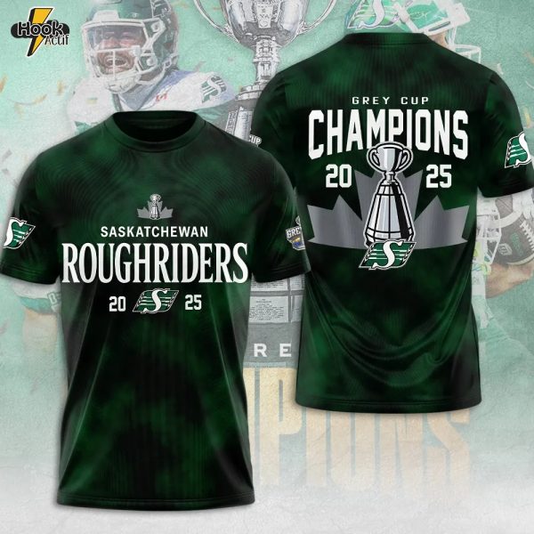 Saskatchewan Roughriders 2025 Grey Cup Champions 3D Tshirt