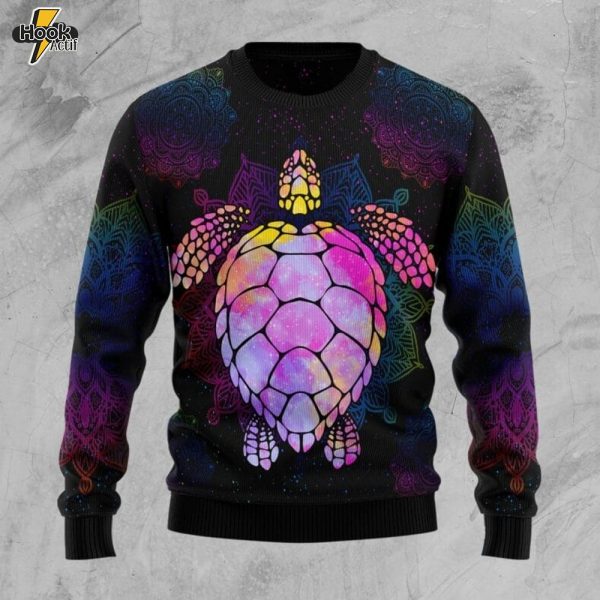 Turtle Purple Mandala Ugly Christmas Sweater