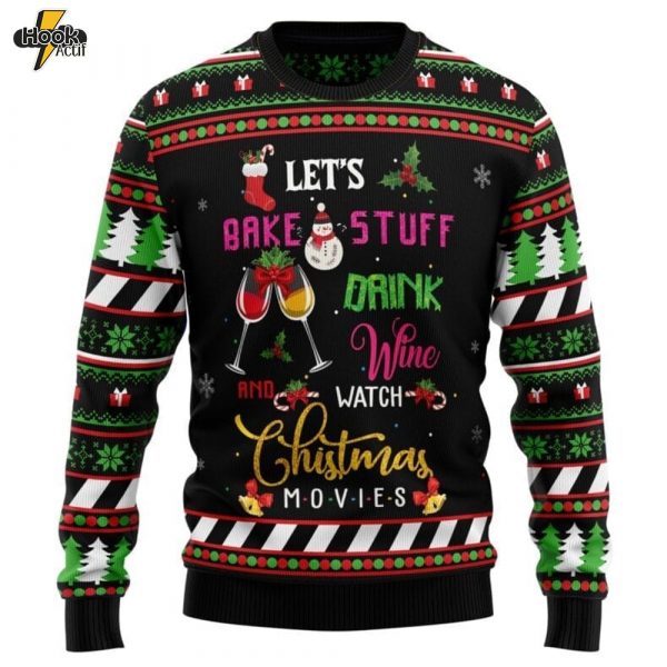 Wine Christmas Movie Ugly Christmas Sweater