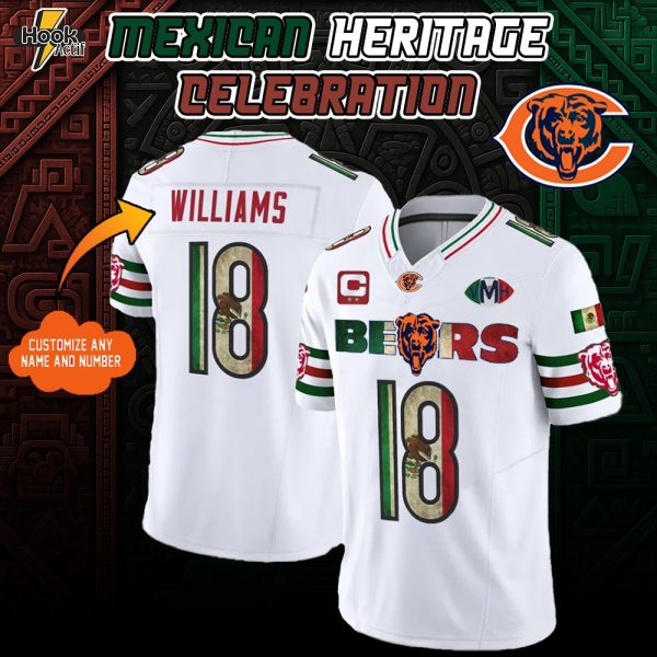 Chicago Bears x Mexican Heritage Premium White-V-neck Short Sleeve Jersey