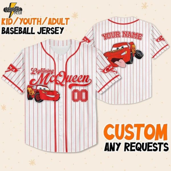 Custom Cars Lightning McQueen Baseball Jersey