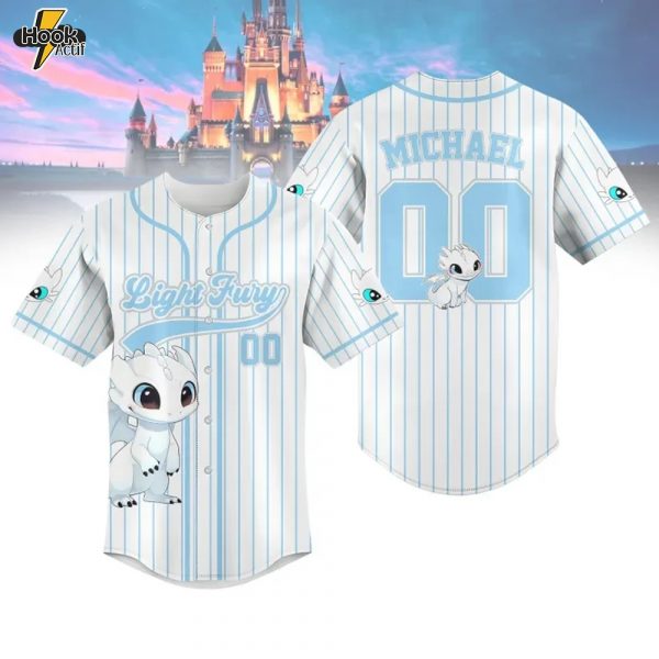 Custom Light Fury Dragon Baseball Jersey