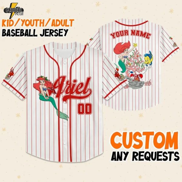 Custom Princess Ariel Character Baseball Jersey