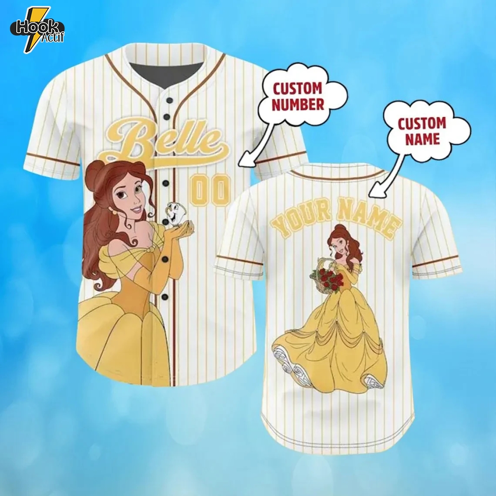 Custom Princess Belle Baseball Jersey – Elegant Style Custom Princess Belle Baseball Jersey – Elegant Style