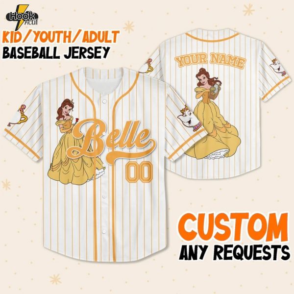Custom Princess Belle Character Baseball Jersey