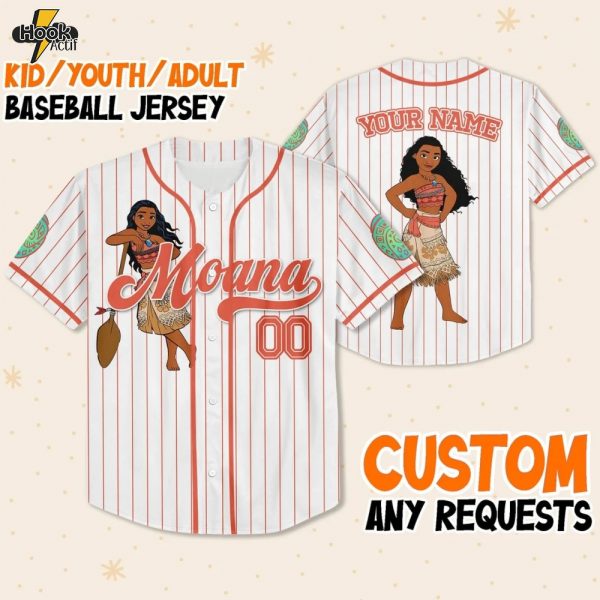 Custom Princess Moana Character Baseball Jersey