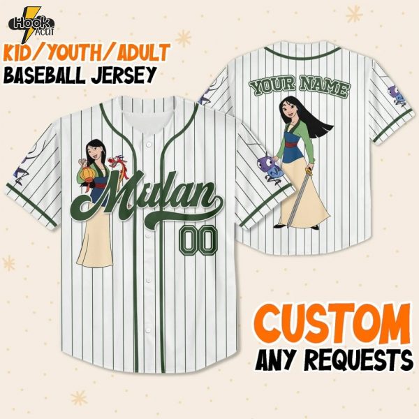 Custom Princess Mulan Character Baseball Jersey