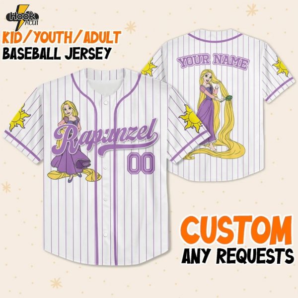 Custom Princess Rapunzel Character Baseball Jersey