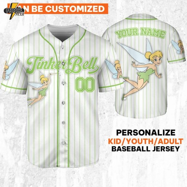 Custom Tinker Bell Fairy Baseball Jersey