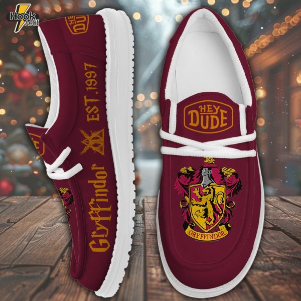 Gryffindor Harry Potter Hey Dude Style Loafers Maroon Custom Magic School Slipon Shoes