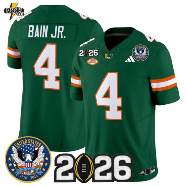Men's Miami Hurricanes "United States 250th Anniversary & 2026 CFP Final Patch" Vapor Limited Jersey - All Stitched