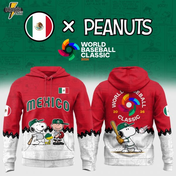 Mexico Baseball x Peanut 2026 World Baseball Classic-Red-3D Unisex Hoodie - Red