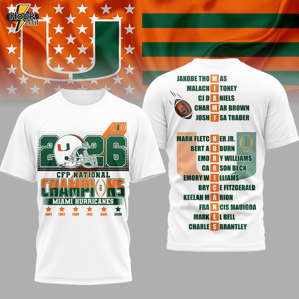 Miami Hurricanes | Premium NCAA 2026 CFP Champions 3D Shirt TD Miami Hurricanes | Premium NCAA 2026 CFP Champions 3D Shirt TD