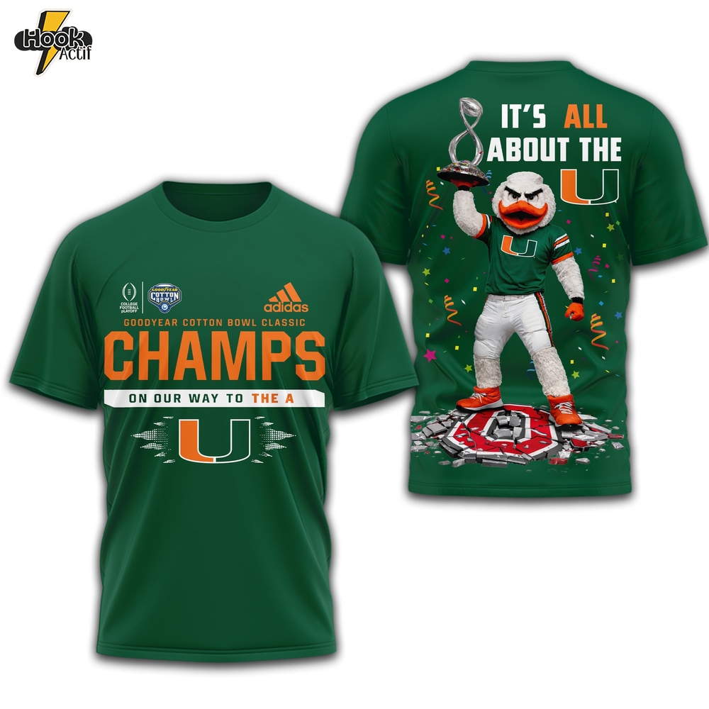 Miami Hurricanes | Premium NCAA Cotton Bowl Champions 3D Shirt TD Miami Hurricanes | Premium NCAA Cotton Bowl Champions 3D Shirt TD