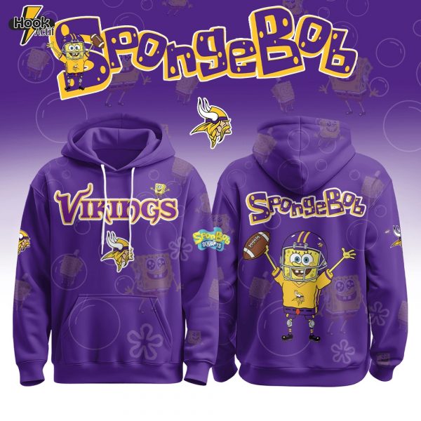 Minnesota Vikings Football SpongeBob Hoodie Cutest Drop of the Year 2025 Limited Edition-3D Unisex Hoodie