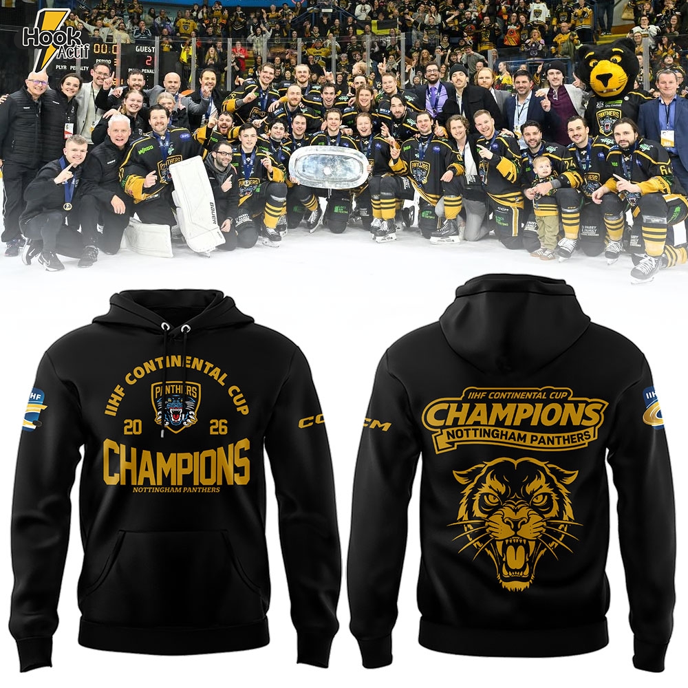 Nottingham Panthers 2026 Continental Champions Hoodie Nottingham Panthers 2026 Continental Champions Hoodie