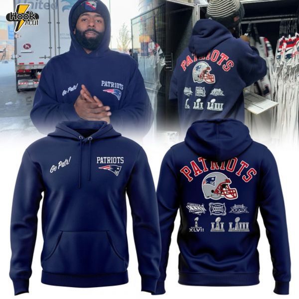 Official New England Patriots "Go Pats" Hoodie - Navy(Updated Version)