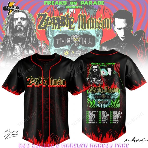 Rob Zombie & Marilyn Manson Freaks On Parade Baseball Jersey Shirt