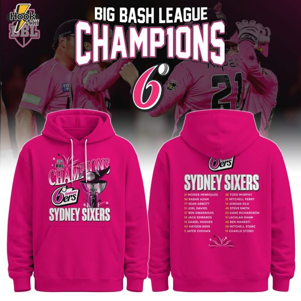 Sydney Sixers Special BBL Champions 2026 Limited Edition Hoodie - Pink