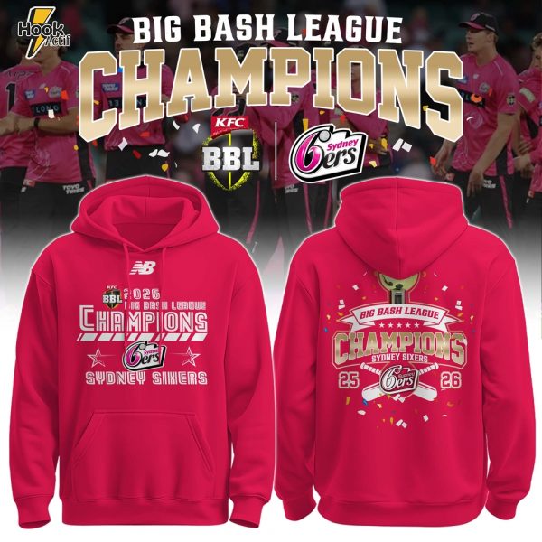 Sydney Sixers Special BBL Champions 2026 Limited Edition Hoodie - Red