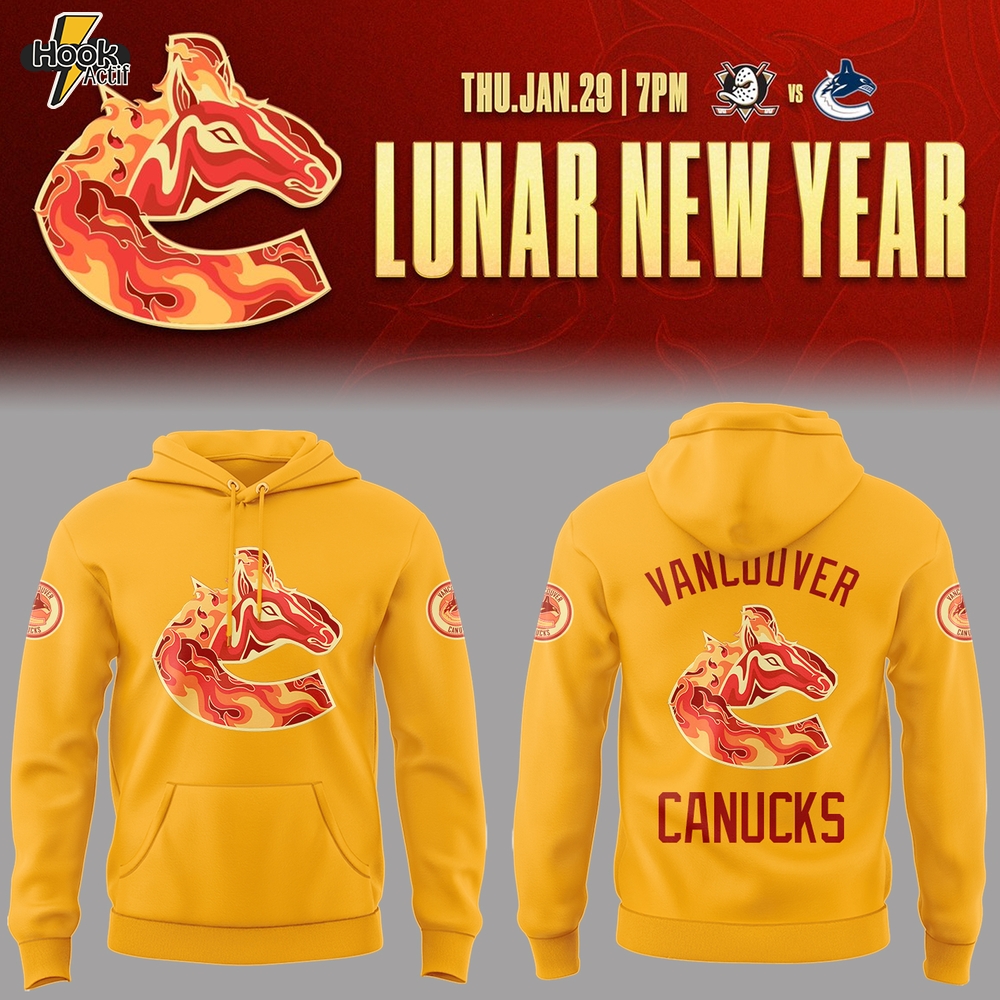 Vancouver Canucks Lunar New Year 2026 Celebrate Hoodie - Yellow Vancouver Canucks Lunar New Year 2026 Celebrate Hoodie - Yellow
